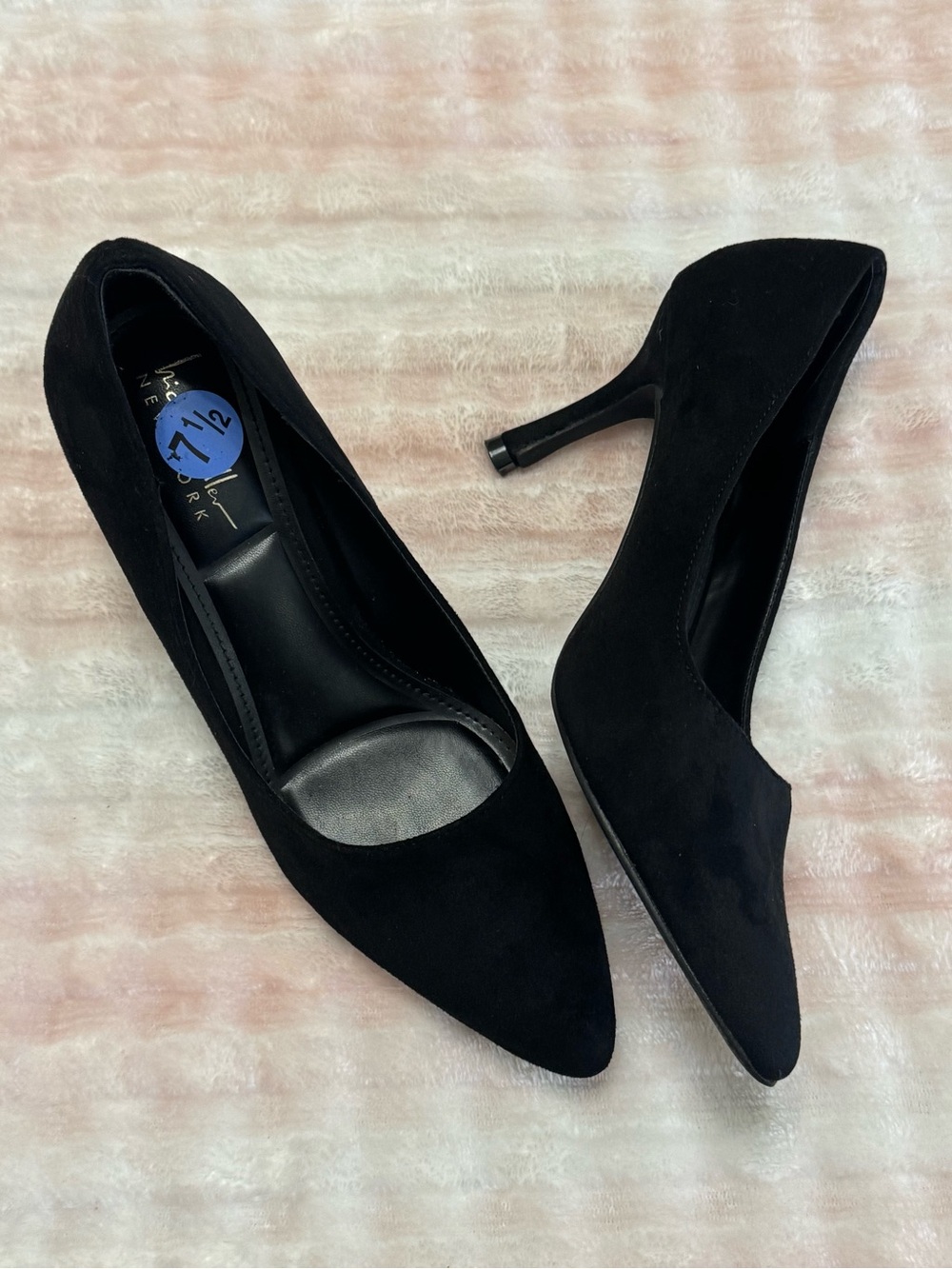 Nicole Miller Black Pointed Toe Suede Stiletto Pumps